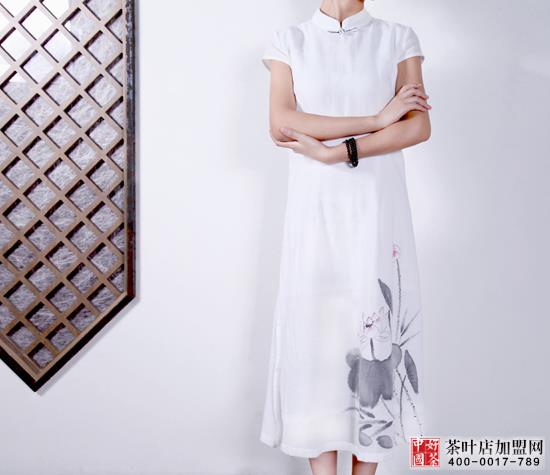 美女茶服,茶叶加盟店,惜物茶服--精致长衫系列-茶服1