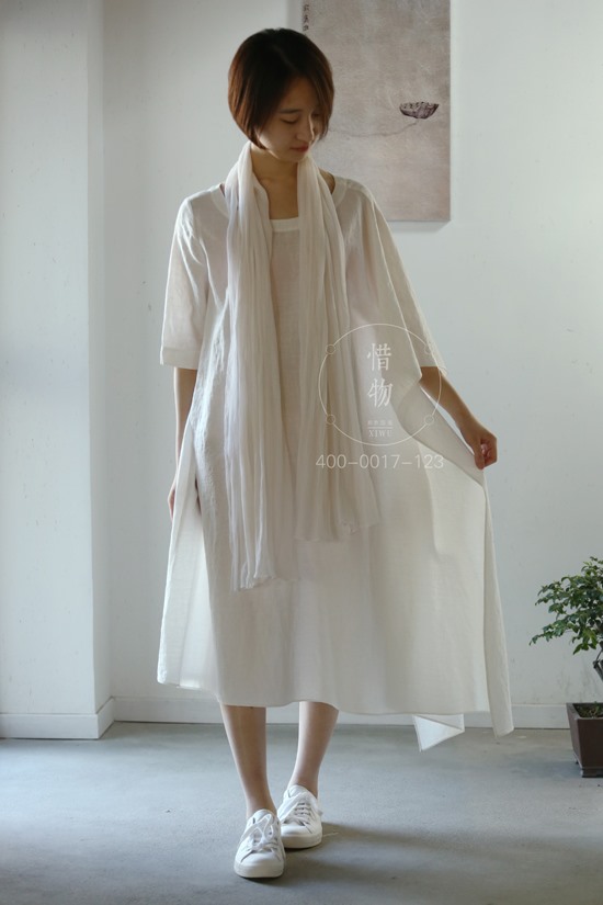 茶服批发加盟品牌－惜物棉麻禅茶服女连衣裙